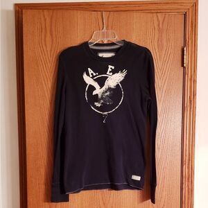 American Eagle Black Flannel Casual Shirt Jr. S